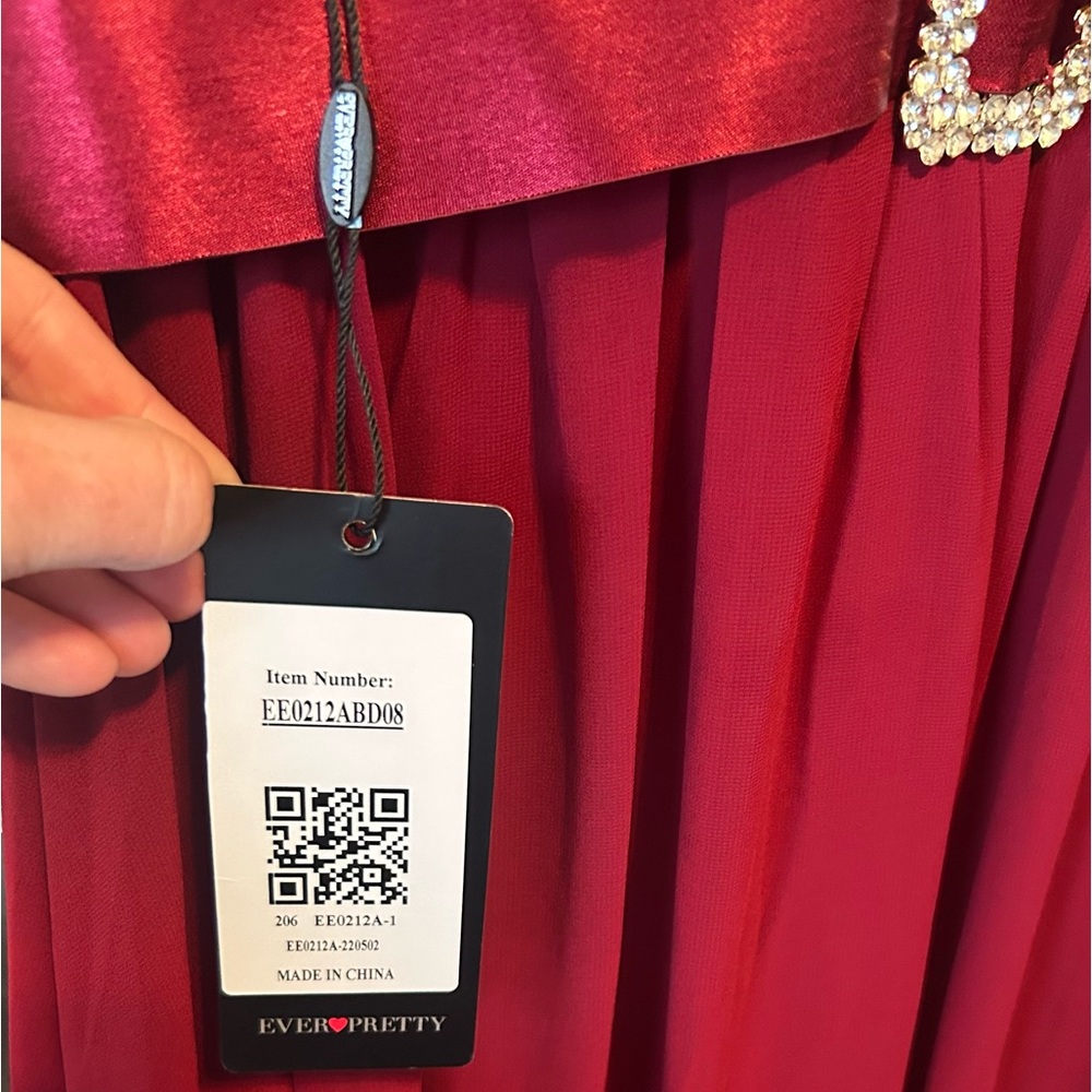 NWT Ever-Pretty Burgundy Empire Waist Evening Dress Size 8 - Picture 8 of 15